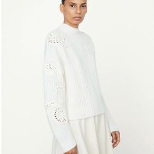Vince Women's White Crochet Shell Mock Sweater XS